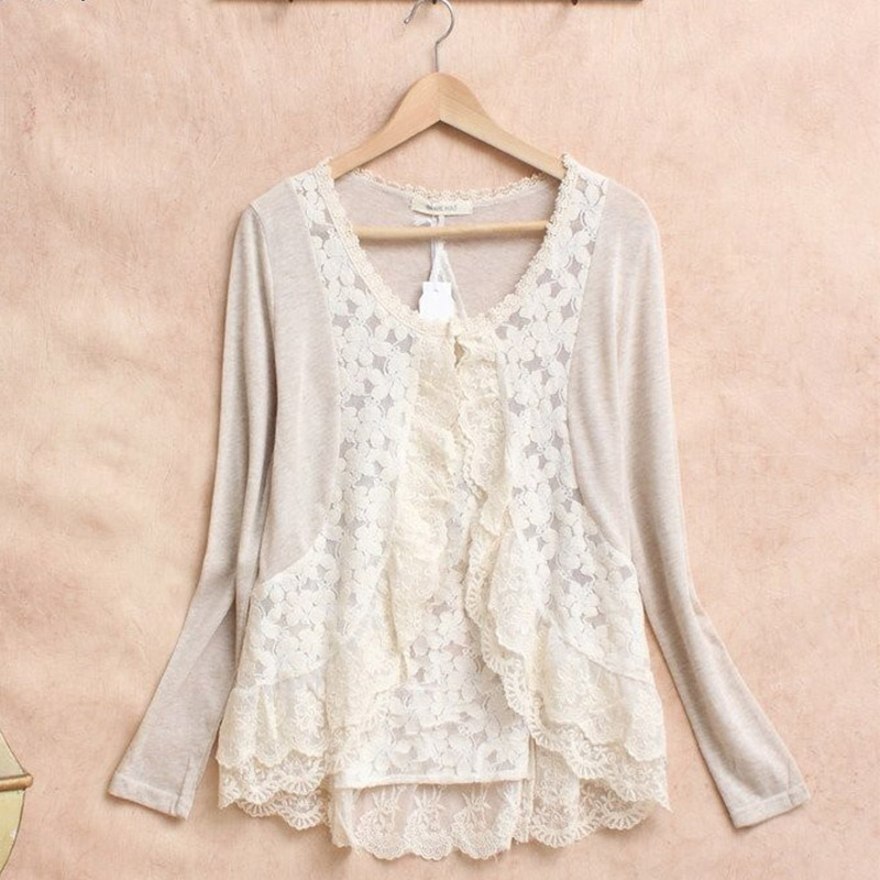 Embroidery Jersey - Chemise à volants en dentelle au