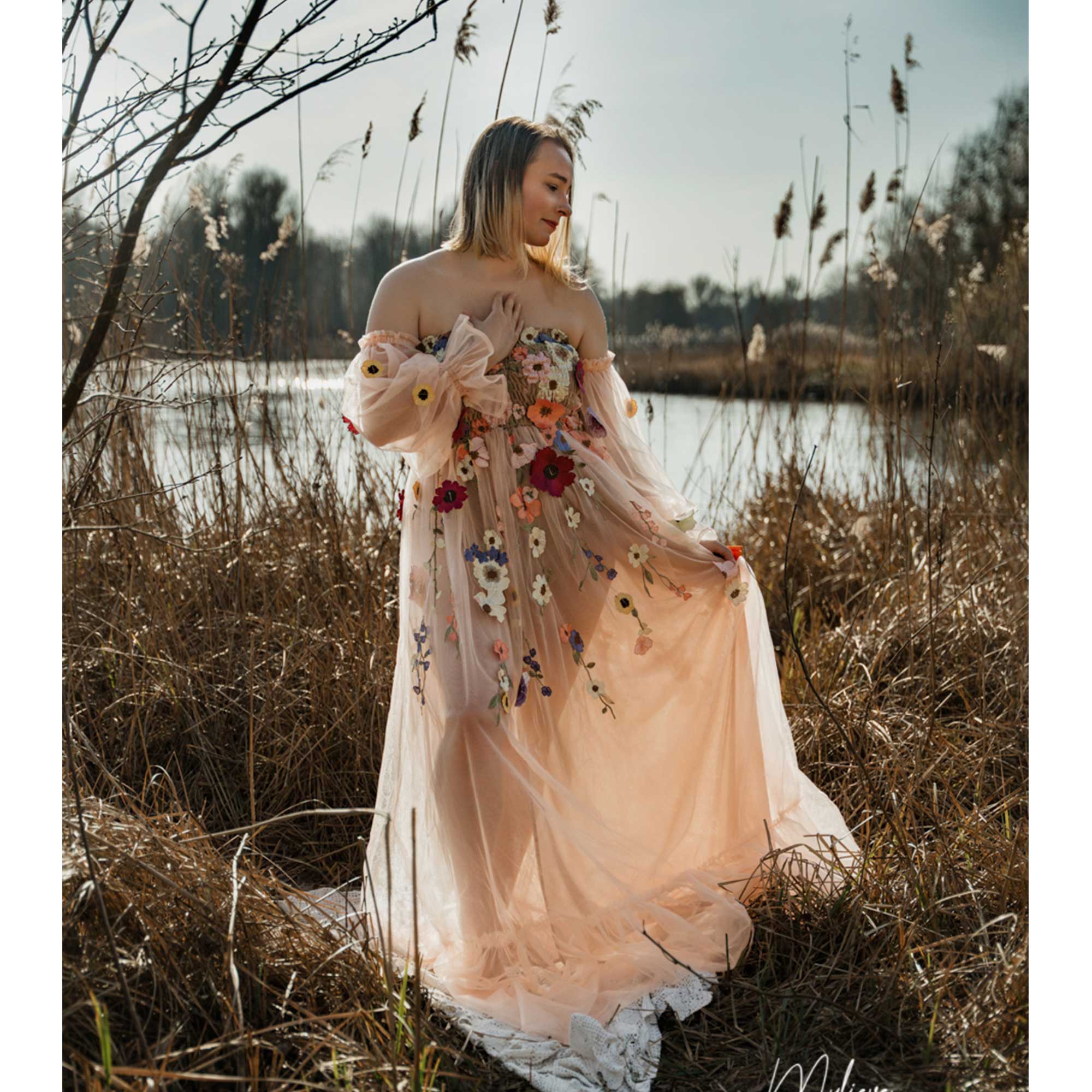 Embroidery Organza - Robe Don&Judy en organza coloré à