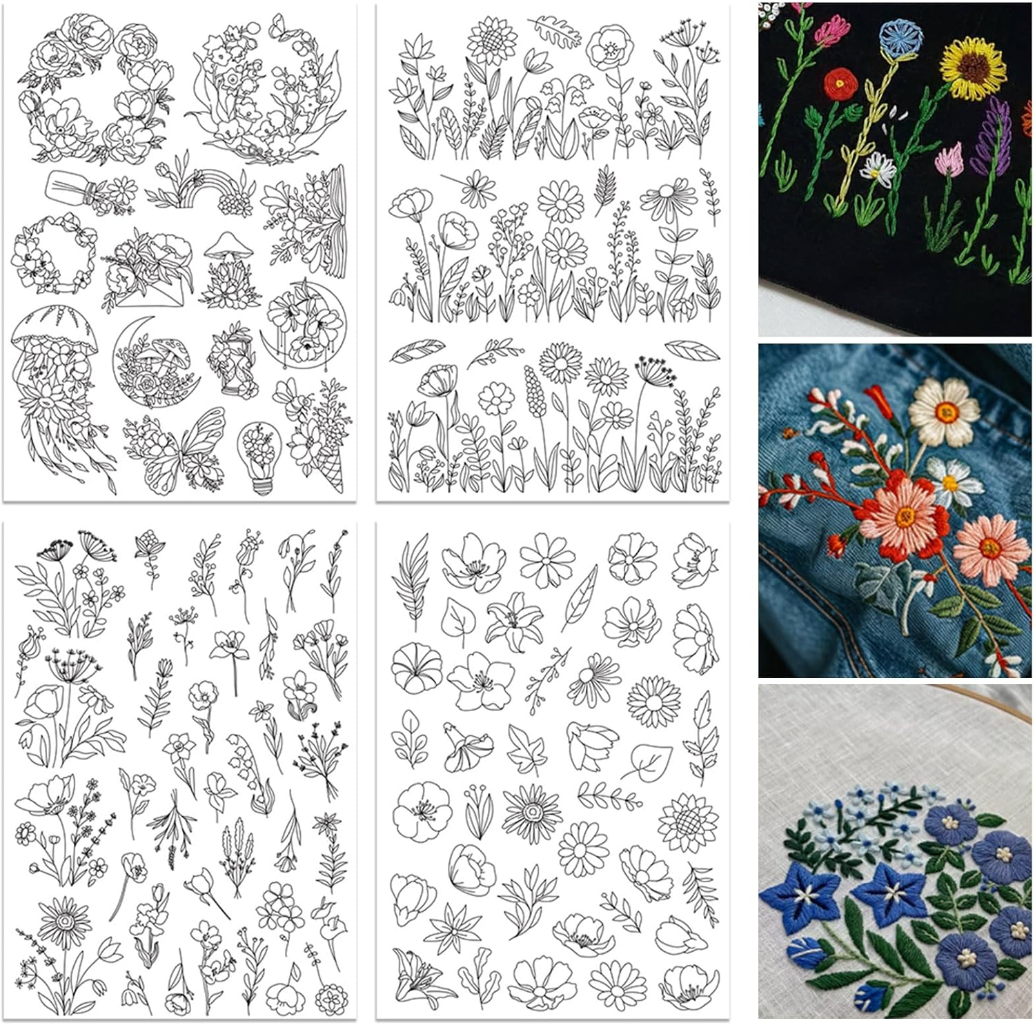 Embroidery Design Patterns Flowers - ORIGACH 4 Feuilles de Stabilisateurs de