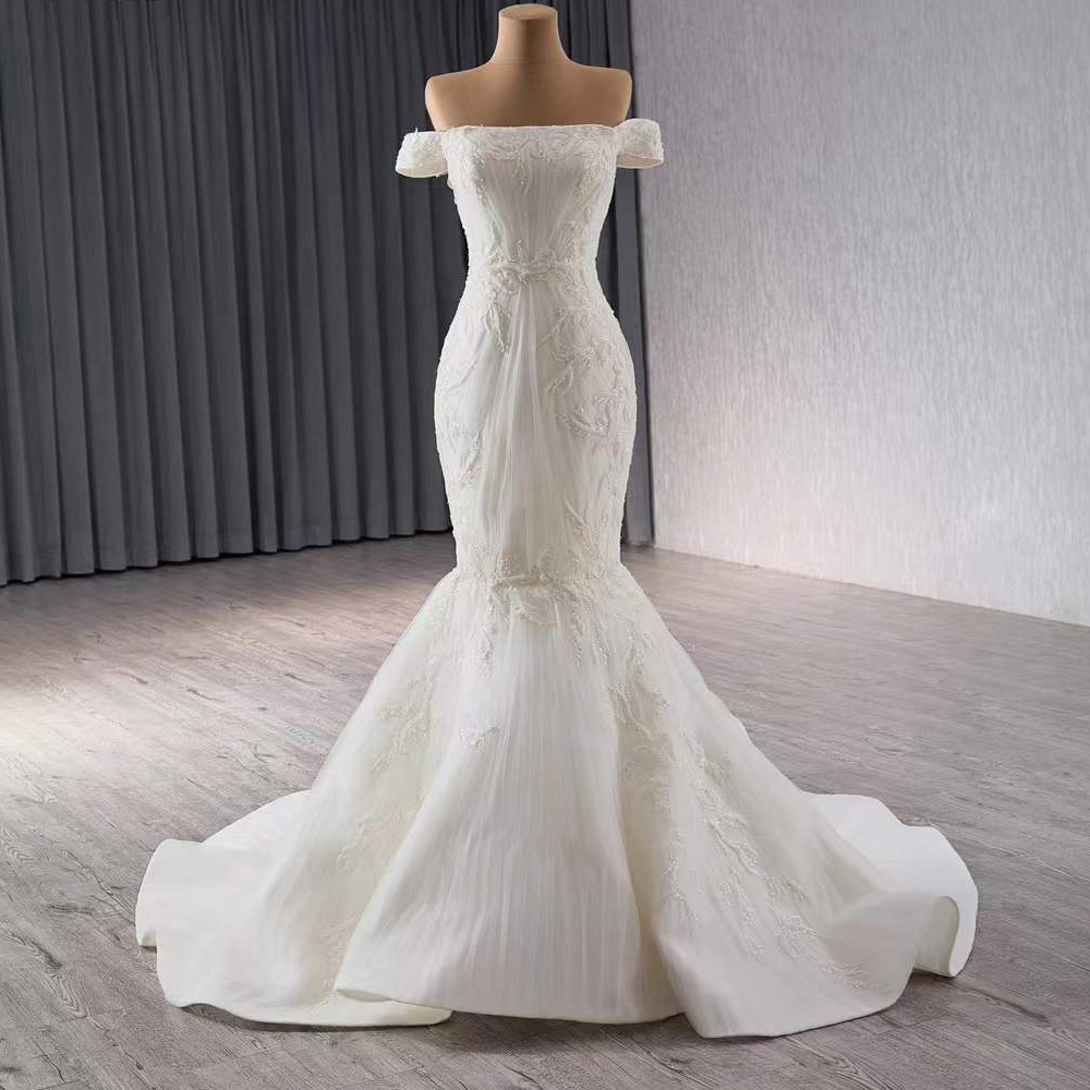 Embroidery Organza - Robe de mariée sirène, sans bretelles,