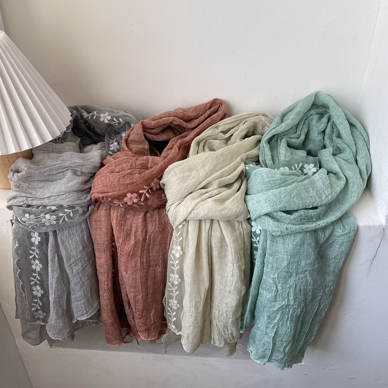 Embroidery Jersey - Écharpe d'épissure en coton et lin