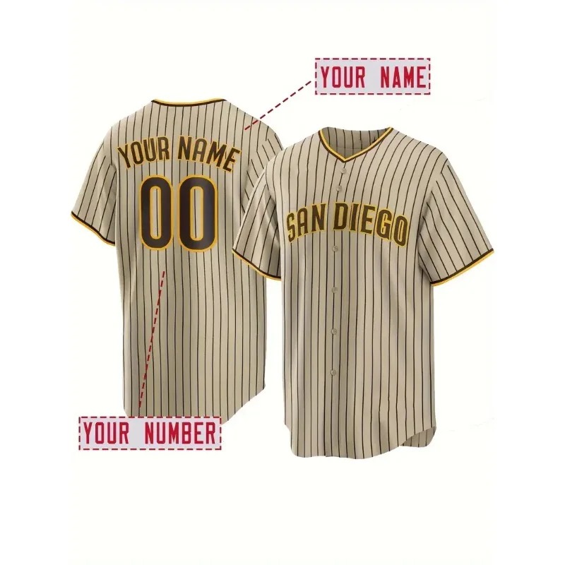 Embroidery Name - Maillot de Baseball brodé pour hommes,