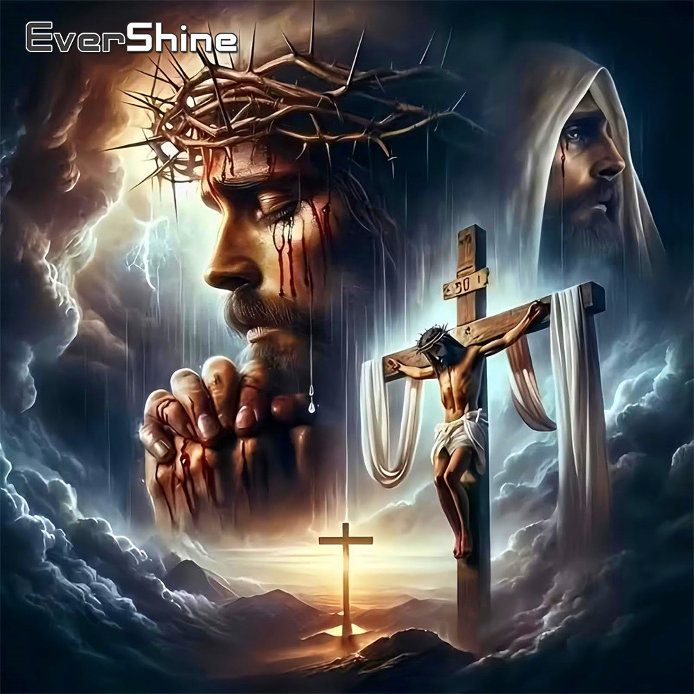 Embroidery Jesus - Peinture Diamant Evershine Religion, Mosaïque Complète