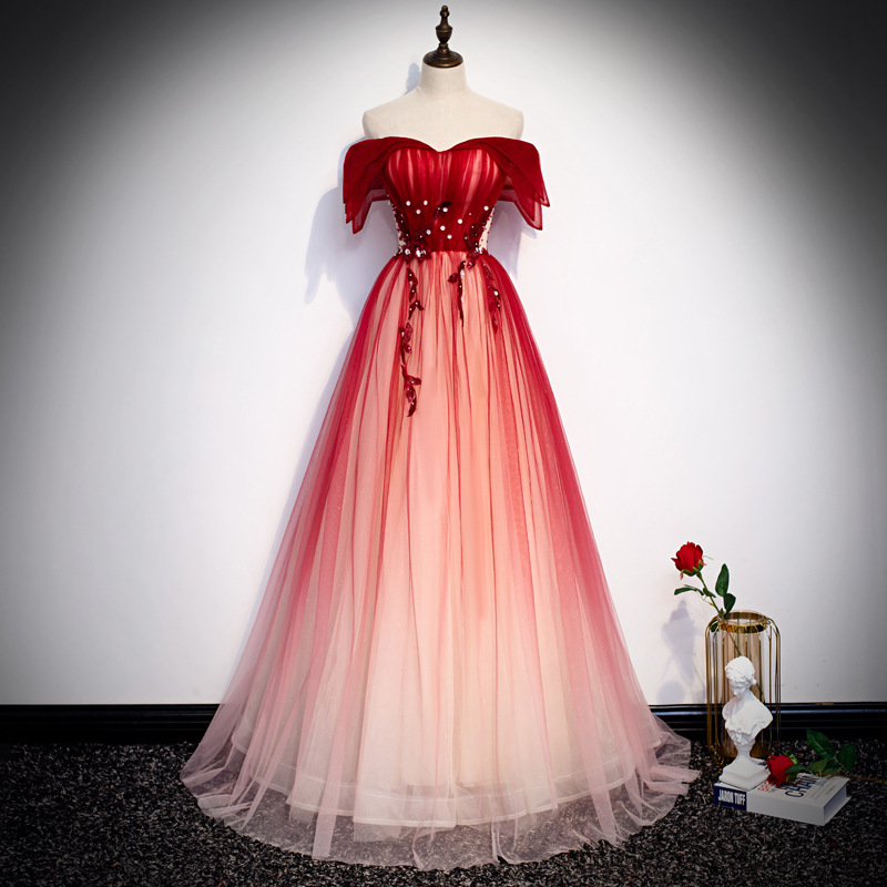 Embroidery Gradient - Robe de soirée longue à bretelles