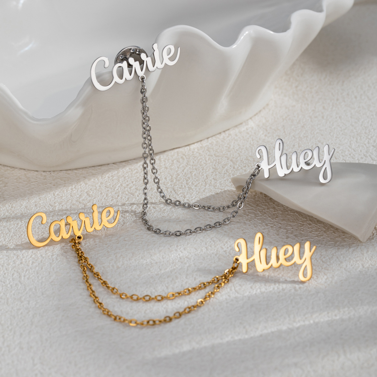 Embroidery Name - Broche personnalisée DIY avec 2 noms,