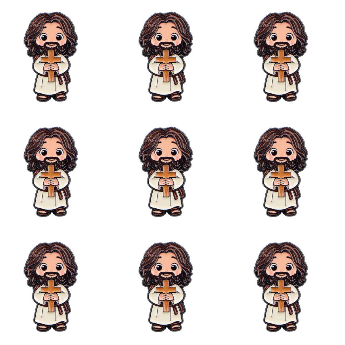Embroidery Jesus - Lot de 9 broches émaillées mignonnes