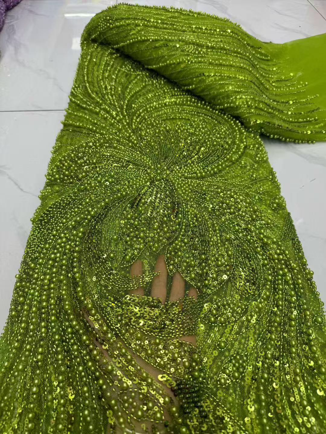 Embroidery Gradient - Tissus en dentelle perlée africaine 2026