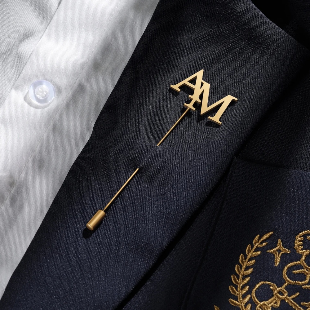 Embroidery Name - Broche personnalisée avec initiales pour homme,