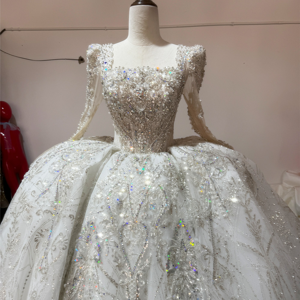 Embroidery Organza - Robe Boda robe civile col carré