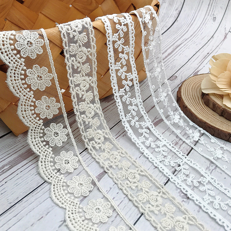 Embroidery Jersey - Fil de coton brodé blanc Beige,