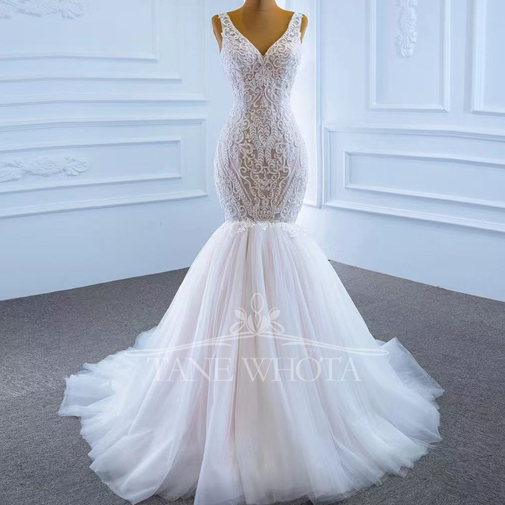 Embroidery Organza - Robe de mariée civile, bretelles Spaghetti,