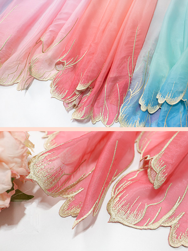 Embroidery Gradient - Tissu doux brodé de couleur dégradée