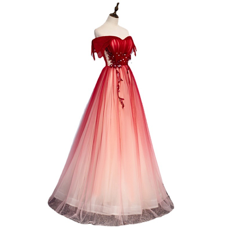 Robe de soirée longue à bretel - Embroidery Gradient avis et prix