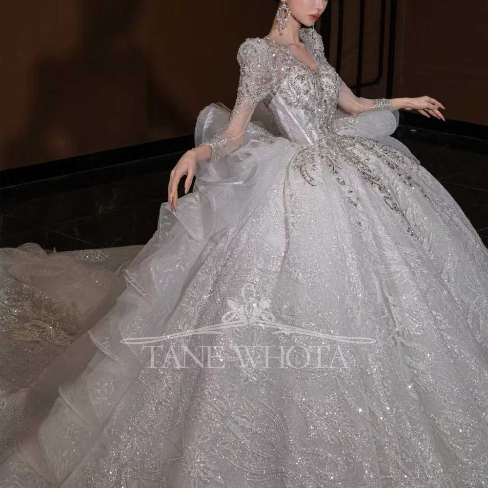 Robe de mariée de luxe à col e - Embroidery Organza avis et prix