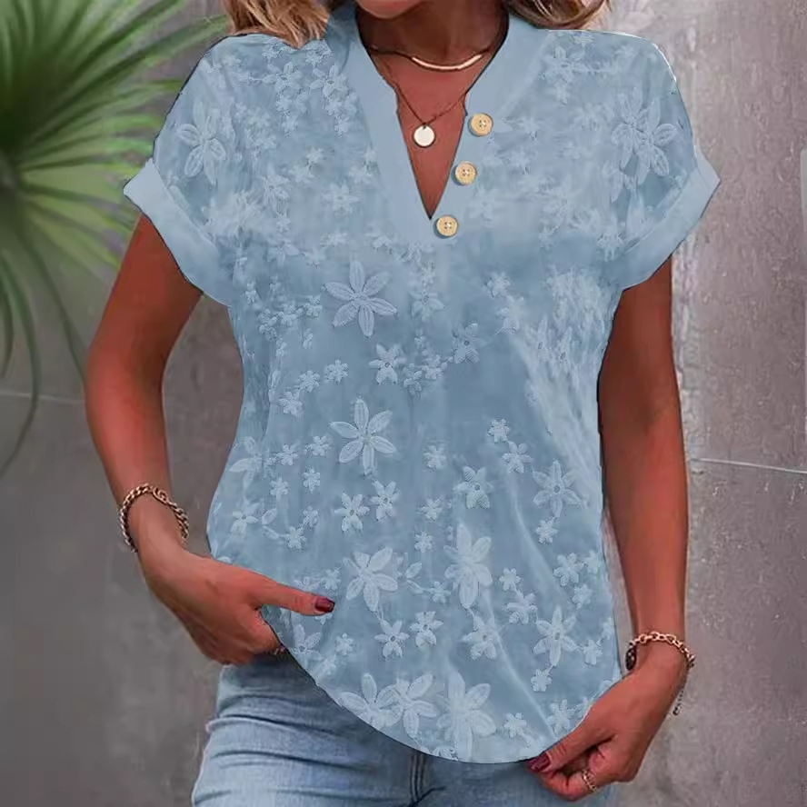 Chemisier décontracté d'été po - Embroidery Jersey avis et prix