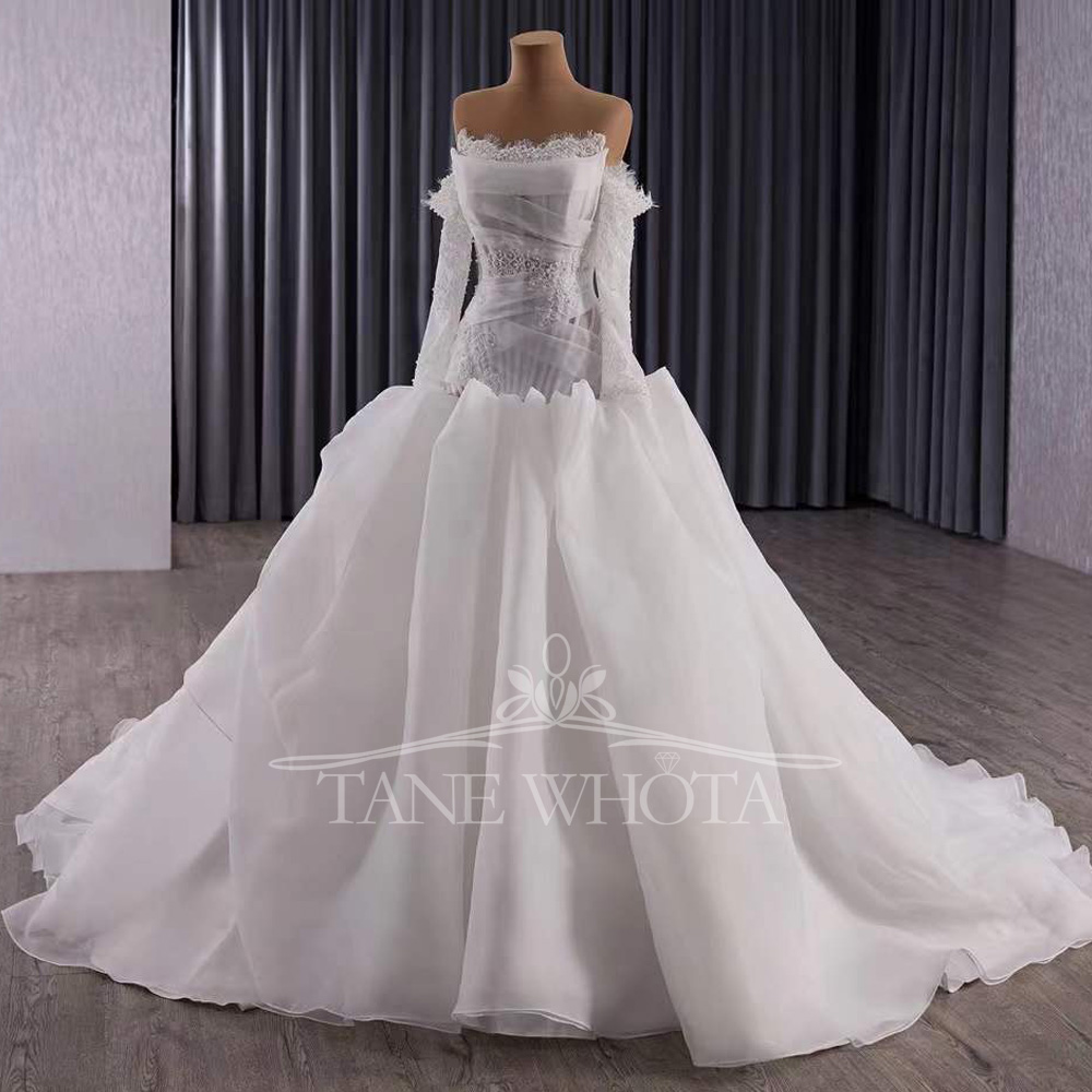 Robes Novias Boda sans bretell - Embroidery Organza avis et prix