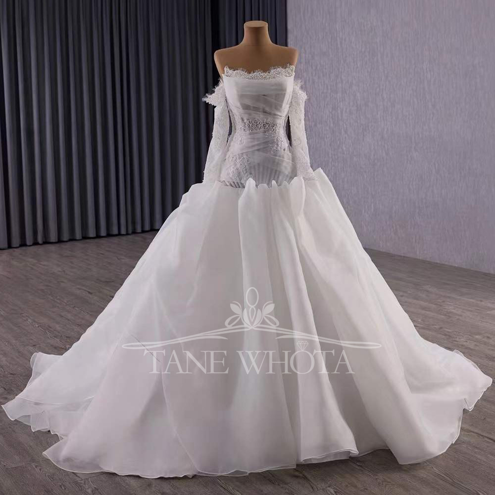 Robes Novias Boda sans bretell - Embroidery Organza avis et prix