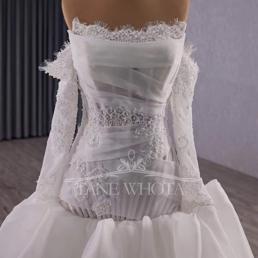 Robes Novias Boda sans bretell - Embroidery Organza avis et prix