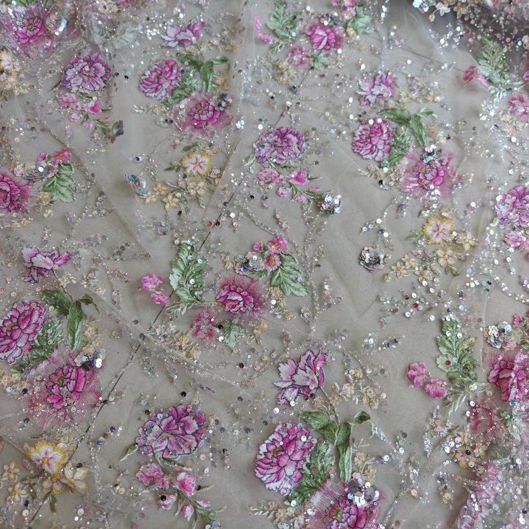 Tissu en dentelle perlée de lu - Embroidery Gradient avis et prix