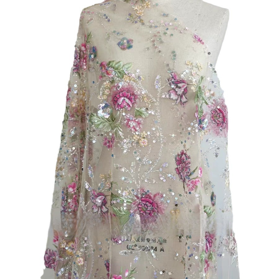 Tissu en dentelle perlée de lu - Embroidery Gradient avis et prix