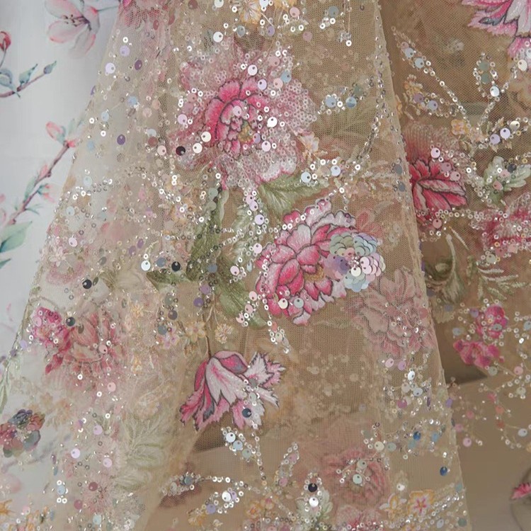Tissu en dentelle perlée de lu - Embroidery Gradient avis et prix