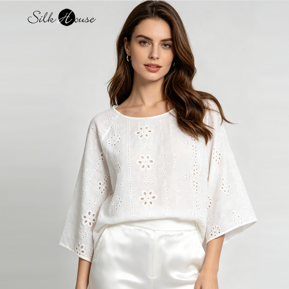 T-shirt grande taille blanc br - Embroidery Jersey avis et prix