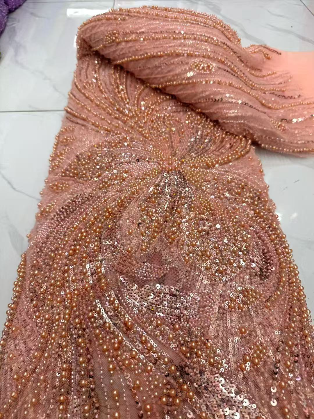 Tissus en dentelle perlée afri - Embroidery Gradient avis et prix