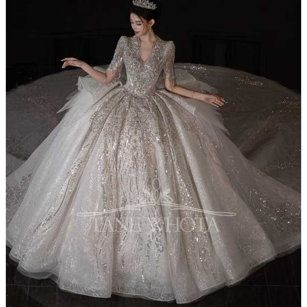 Robe de mariée de luxe à manch - Embroidery Organza avis et prix