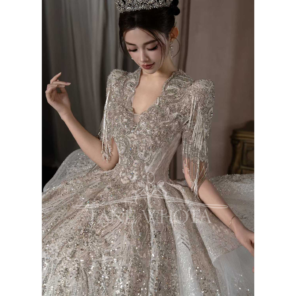 Robe de mariée de luxe à manch - Embroidery Organza avis et prix