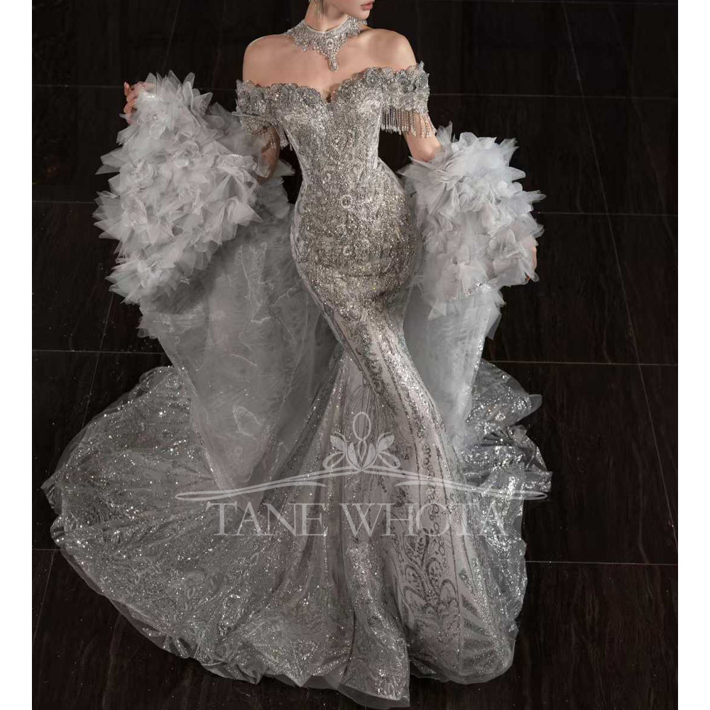 Chérie hors épaule broderie pe - Embroidery Organza avis et prix