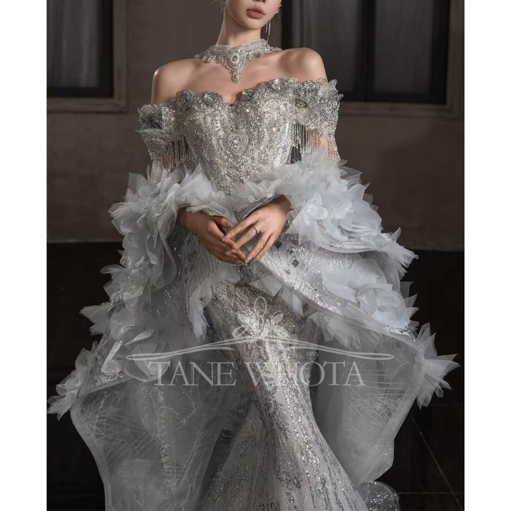 Chérie hors épaule broderie pe - Embroidery Organza avis et prix