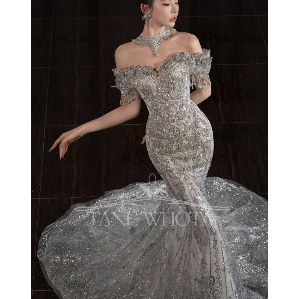 Chérie hors épaule broderie pe - Embroidery Organza avis et prix