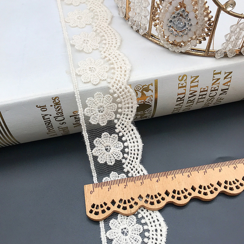 Fil de coton brodé blanc Beige - Embroidery Jersey avis et prix