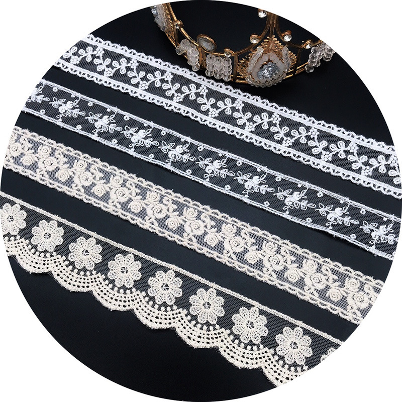 Fil de coton brodé blanc Beige - Embroidery Jersey avis et prix