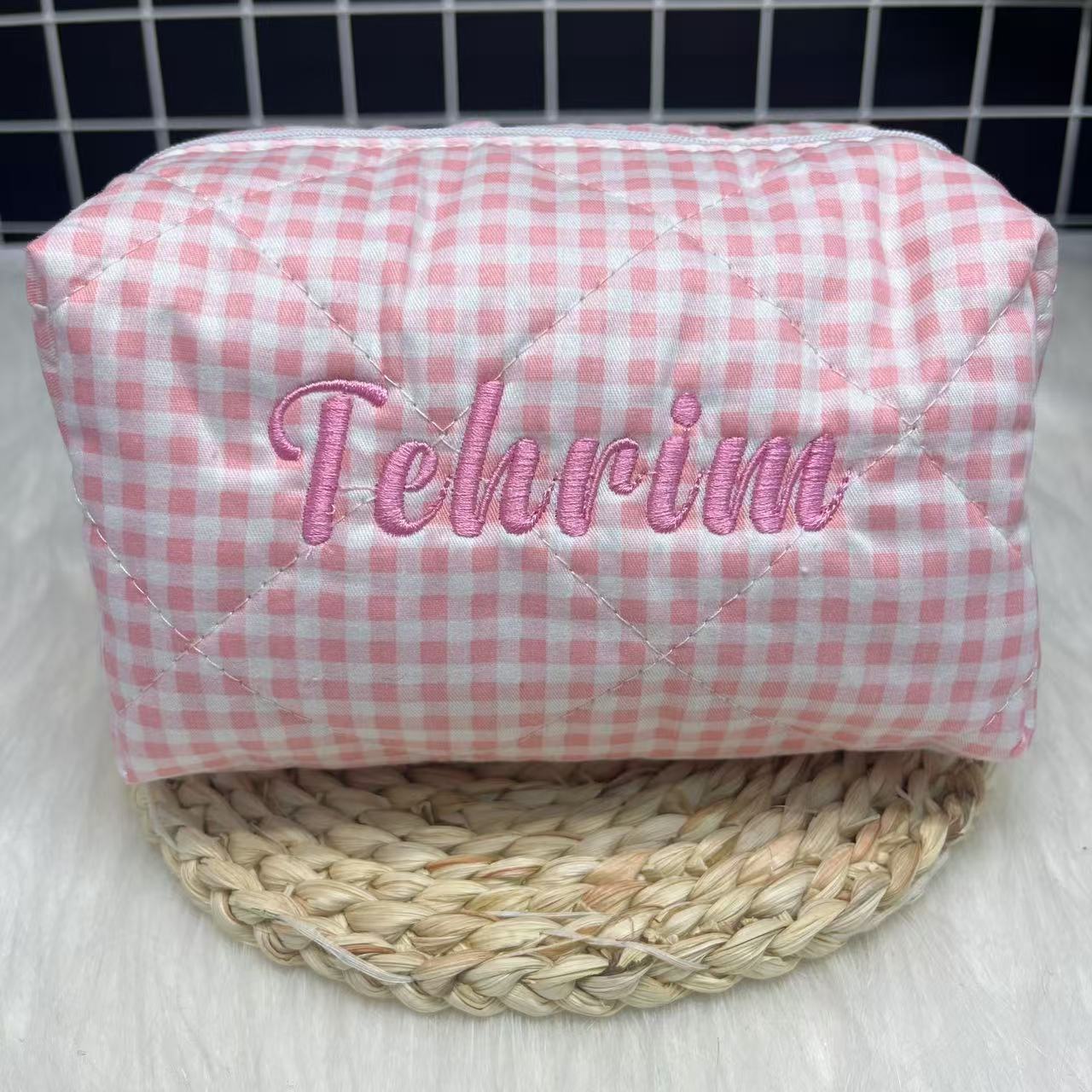 Sac à cosmétiques rayé de gran - Embroidery Name avis et prix