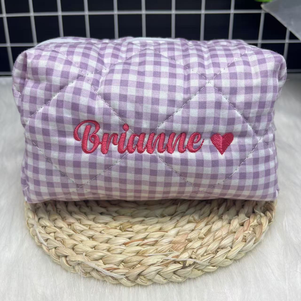 Sac à cosmétiques rayé de gran - Embroidery Name avis et prix